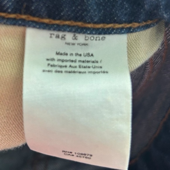 Rag & Bone Alex High Rise Straight in Rinse Dark Wash Rigid Denim Jeans Size 26 - Picture 9 of 9